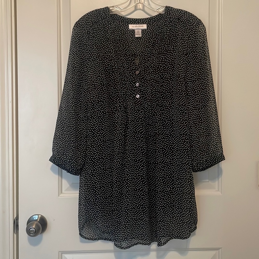 Motherhood Maternity black dot blouse top